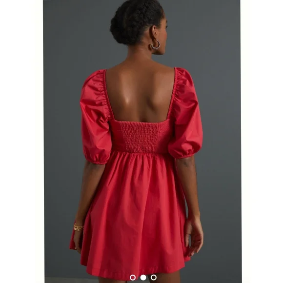 Anthropologie Maeve Puff-Sleeved Sweetheart MIni Dress size M - Picture 2 of 6